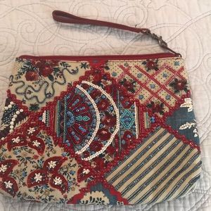 Beaded canvas clutch/wristlet